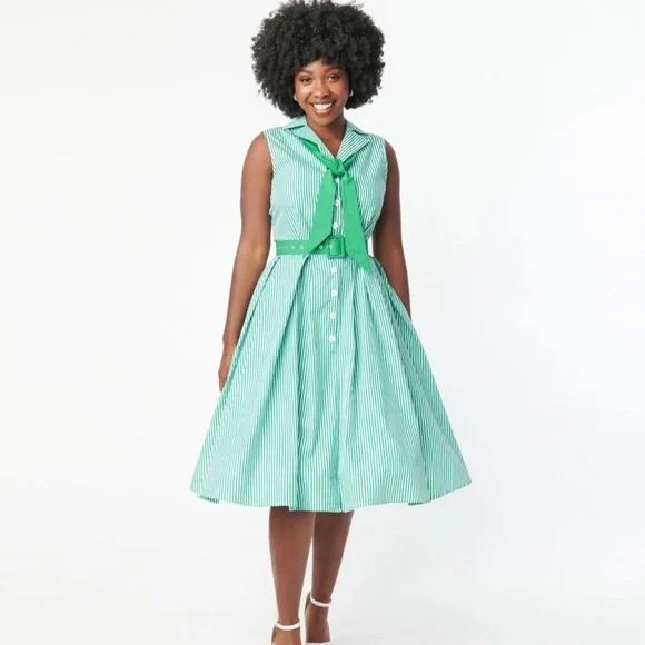 Unique Vintage | Dresses | Unique Vintage Green White Edith Swing Dress Sz  M Nwot | Poshmark